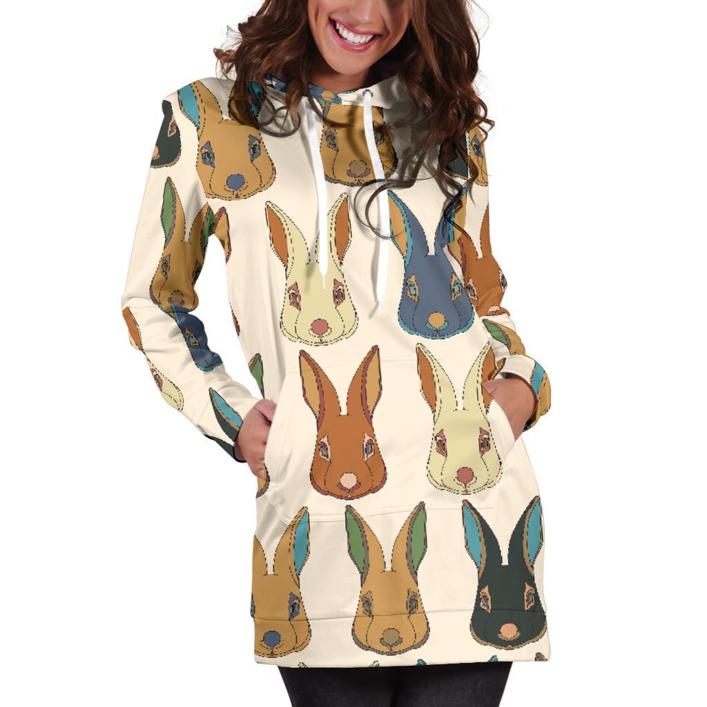 Rabbit Pattern Print Design RB04 Women Hoodie Dress