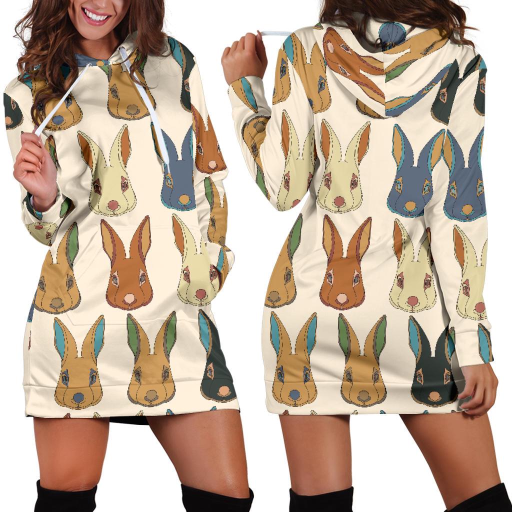 Rabbit Pattern Print Design RB04 Women Hoodie Dress
