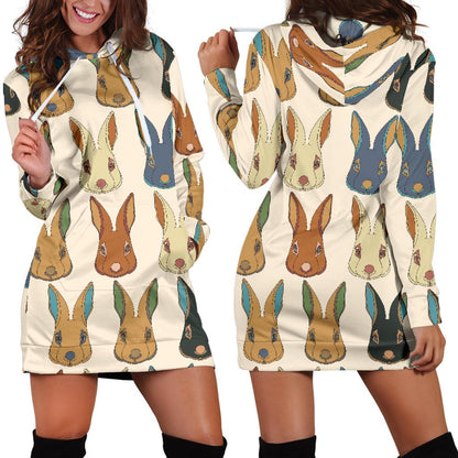 Rabbit Pattern Print Design RB04 Women Hoodie Dress