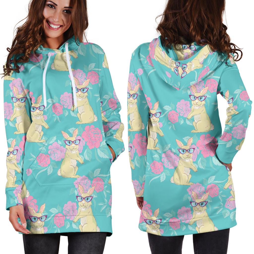 Rabbit Pattern Print Design RB05 Women Hoodie Dress