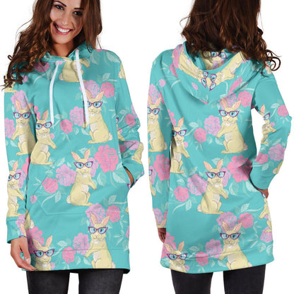Rabbit Pattern Print Design RB05 Women Hoodie Dress
