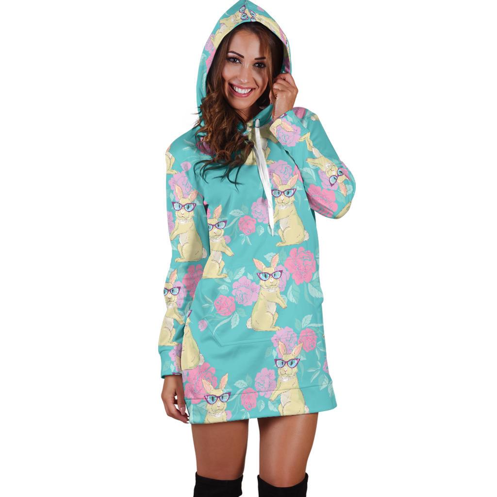 Rabbit Pattern Print Design RB05 Women Hoodie Dress