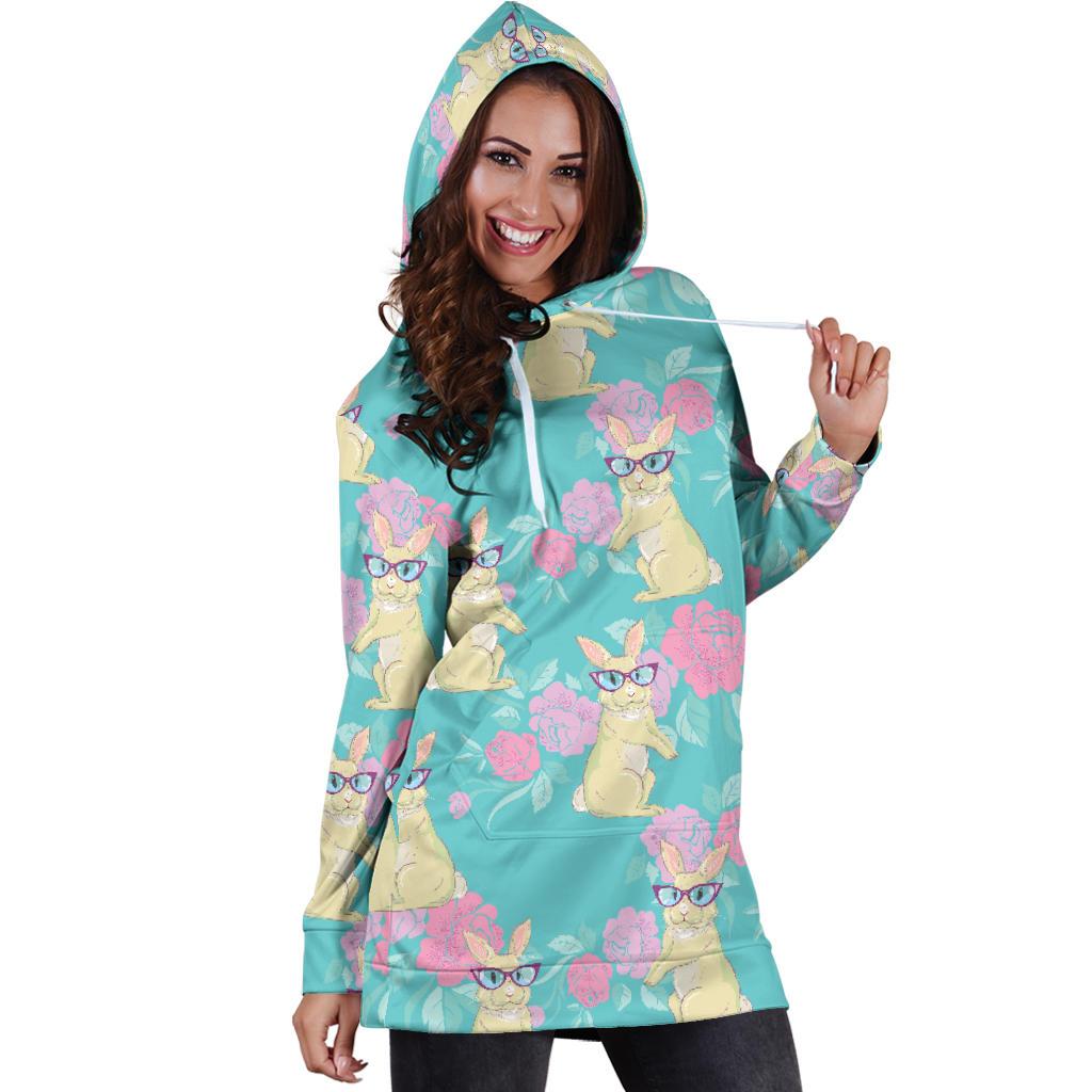 Rabbit Pattern Print Design RB05 Women Hoodie Dress