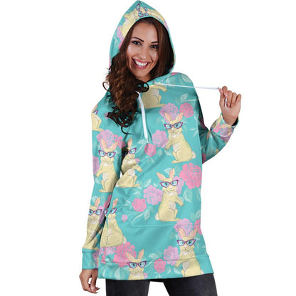 Rabbit Pattern Print Design RB05 Women Hoodie Dress