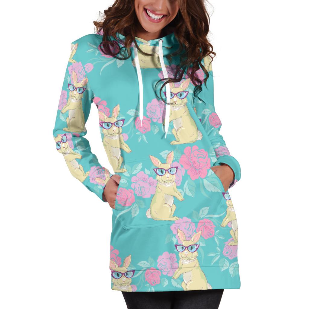 Rabbit Pattern Print Design RB05 Women Hoodie Dress