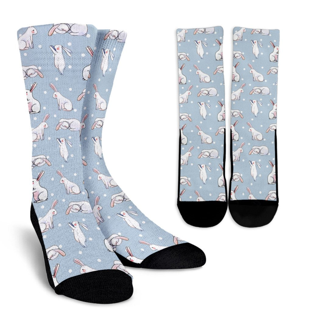 Rabbit Pattern Print Design RB06 Crew Socks-JORJUNE.COM