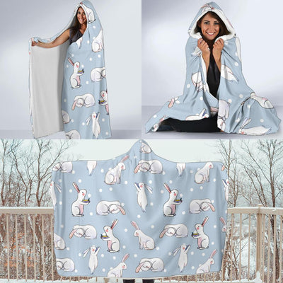 Rabbit Pattern Print Design RB06 Hooded Blanket-JORJUNE.COM