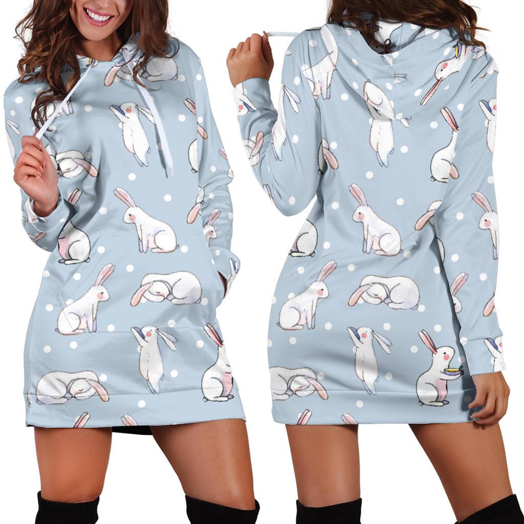 Rabbit Pattern Print Design RB06 Women Hoodie Dress