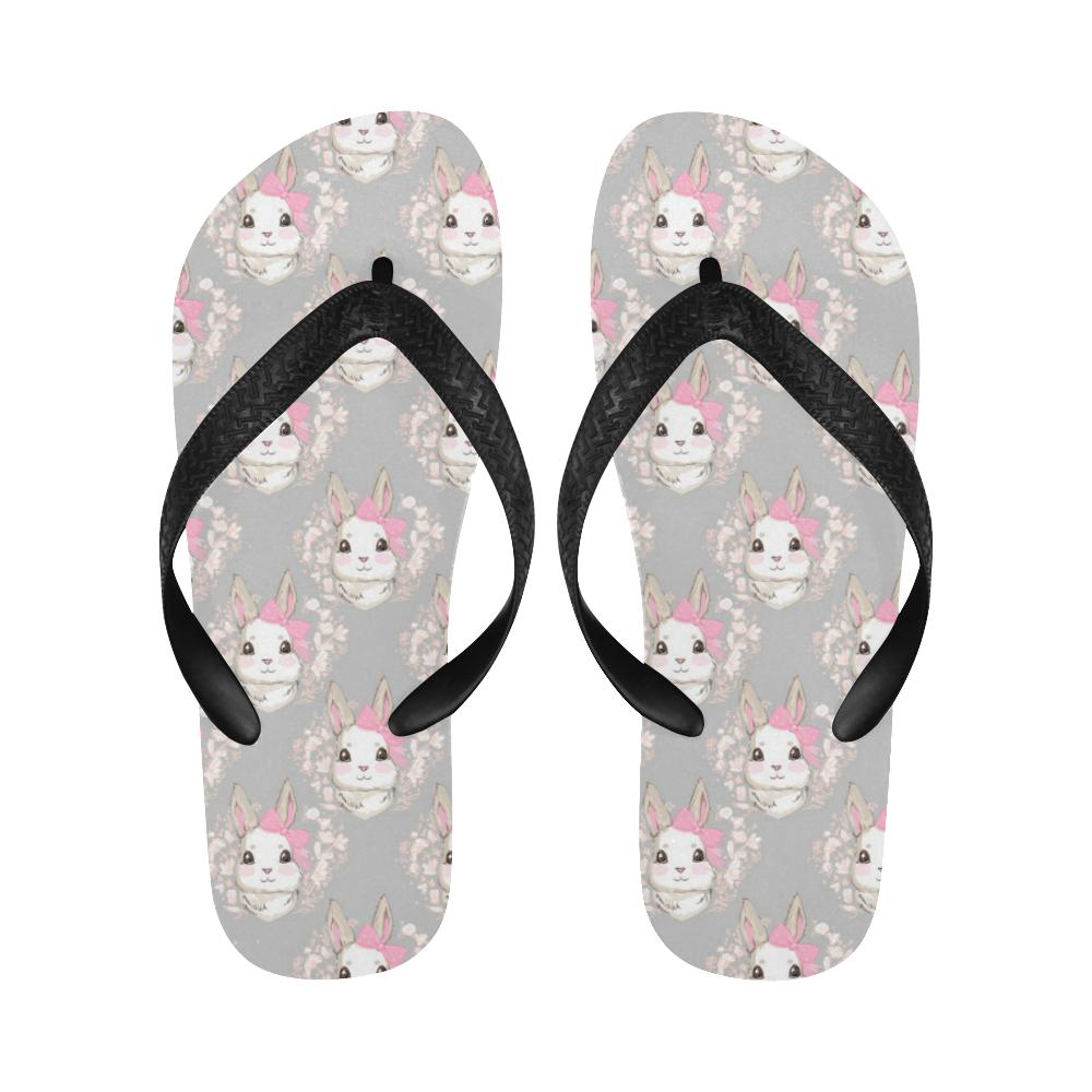 Rabbit Pattern Print Design RB07 Flip Flops-JorJune