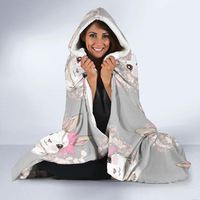 Rabbit Pattern Print Design RB07 Hooded Blanket-JORJUNE.COM