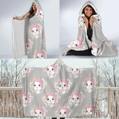 Rabbit Pattern Print Design RB07 Hooded Blanket-JORJUNE.COM