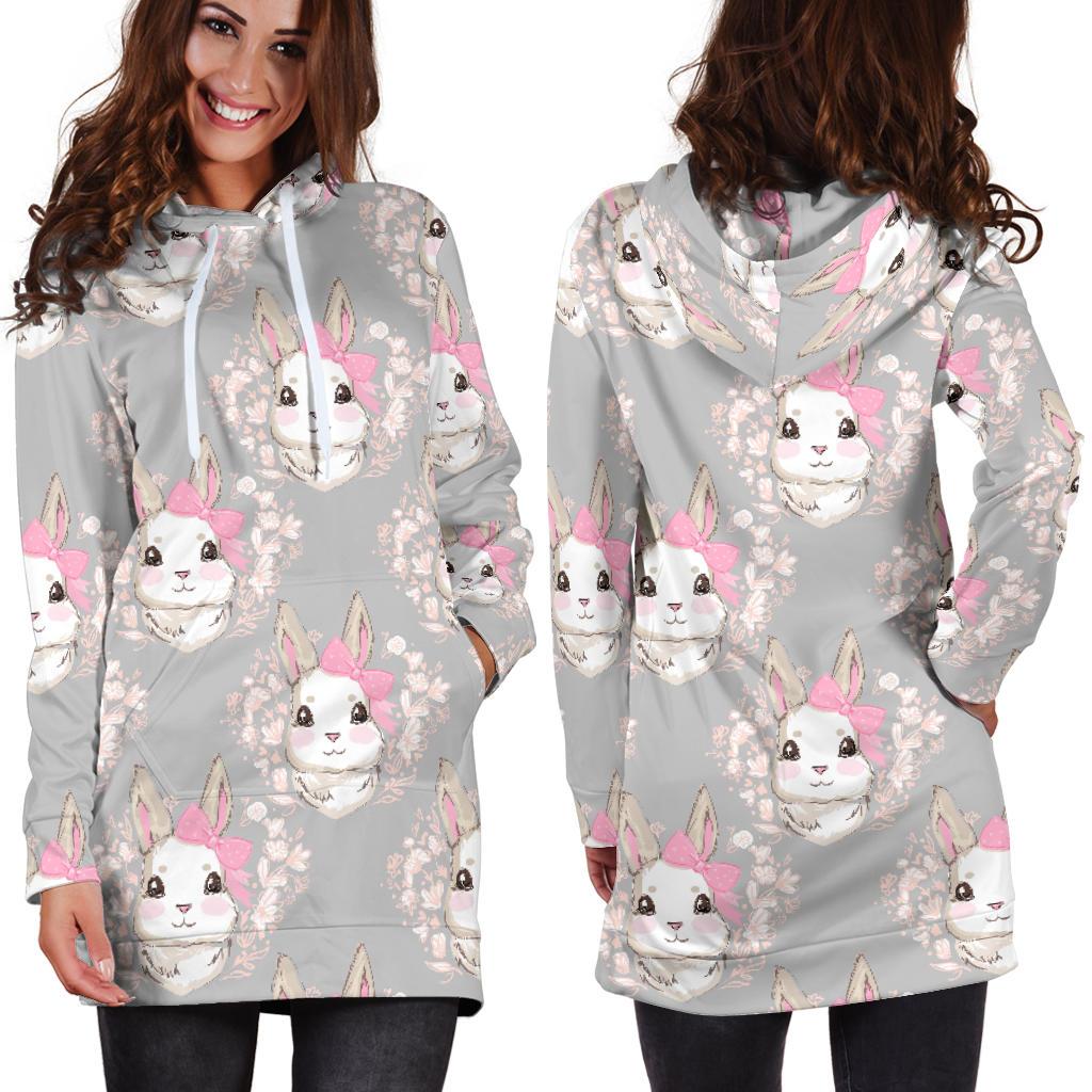Rabbit Pattern Print Design RB07 Women Hoodie Dress