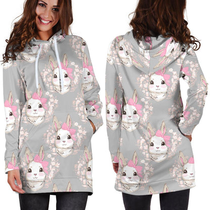 Rabbit Pattern Print Design RB07 Women Hoodie Dress