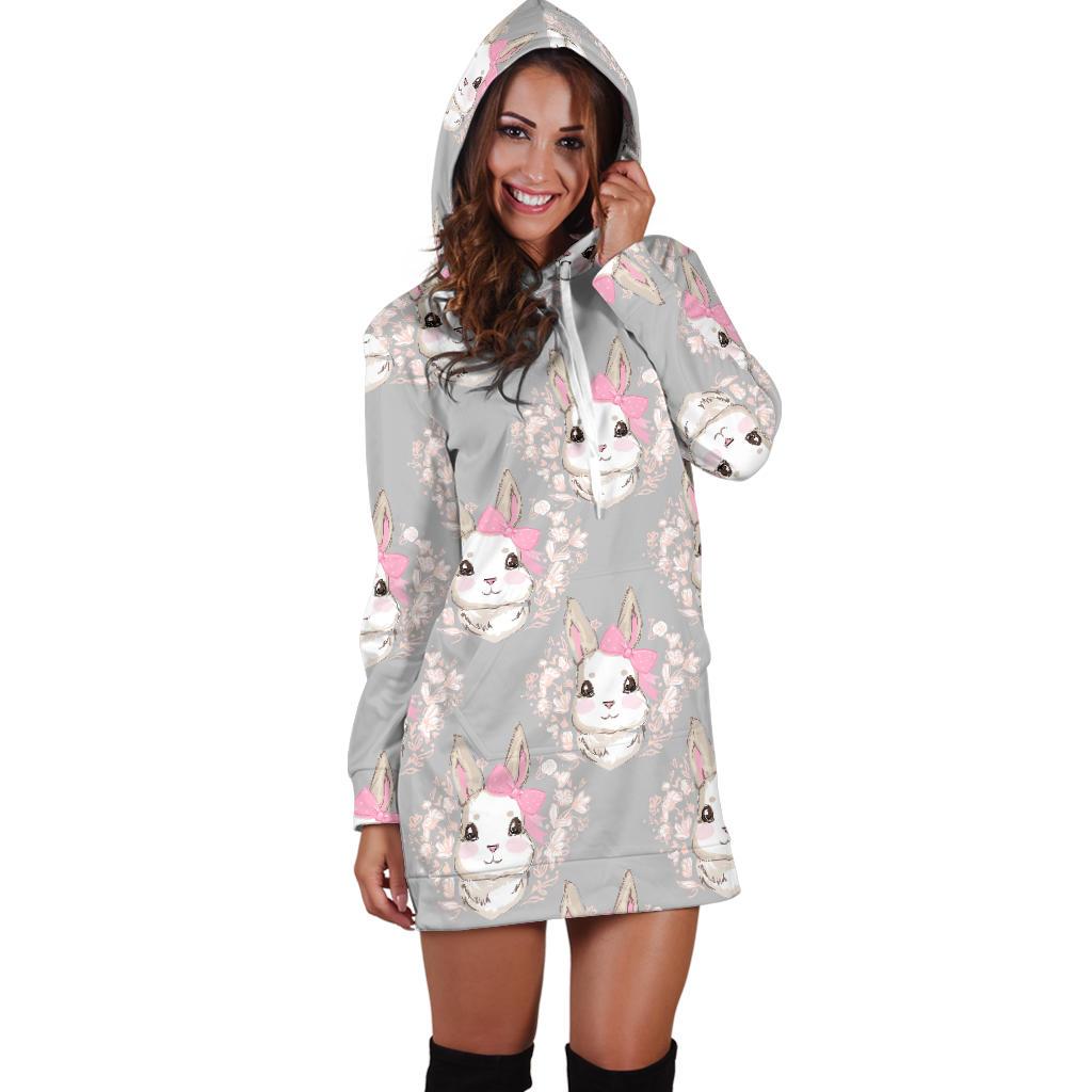 Rabbit Pattern Print Design RB07 Women Hoodie Dress