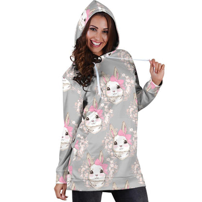 Rabbit Pattern Print Design RB07 Women Hoodie Dress