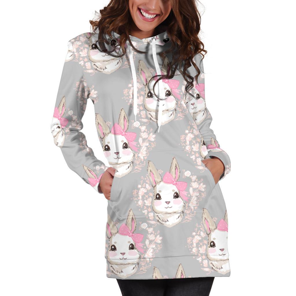 Rabbit Pattern Print Design RB07 Women Hoodie Dress
