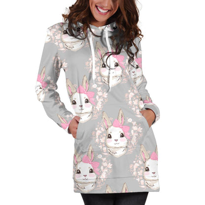 Rabbit Pattern Print Design RB07 Women Hoodie Dress