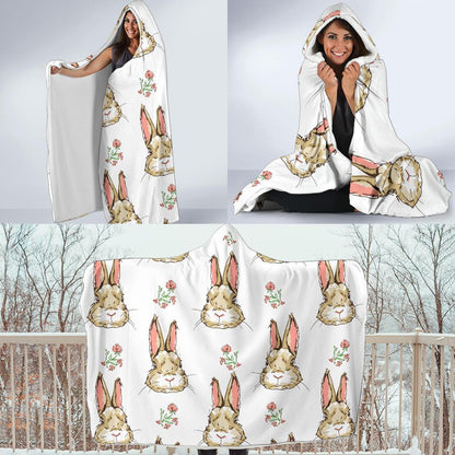 Rabbit Pattern Print Design RB09 Hooded Blanket-JORJUNE.COM