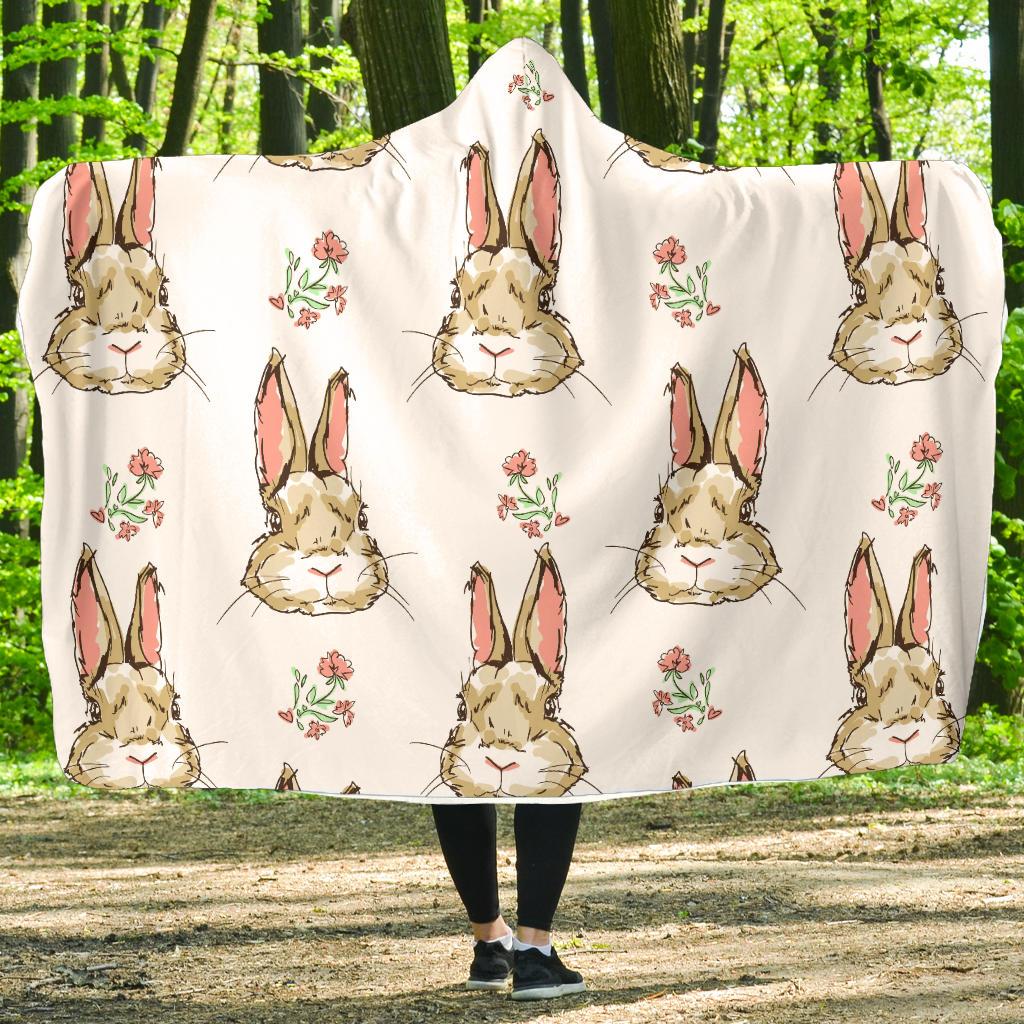 Rabbit Pattern Print Design RB09 Hooded Blanket-JORJUNE.COM