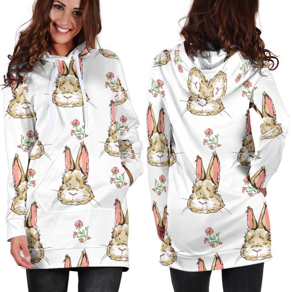 Rabbit Pattern Print Design RB09 Women Hoodie Dress
