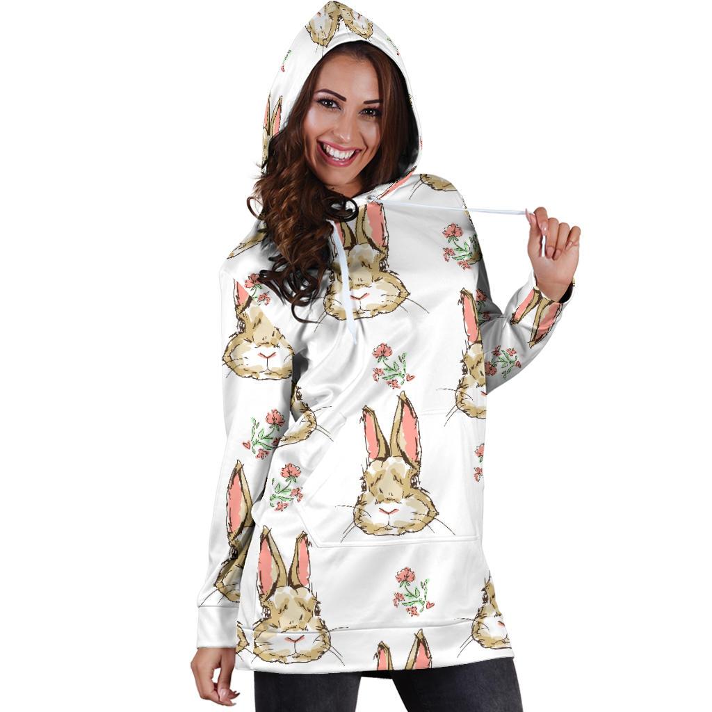 Rabbit Pattern Print Design RB09 Women Hoodie Dress