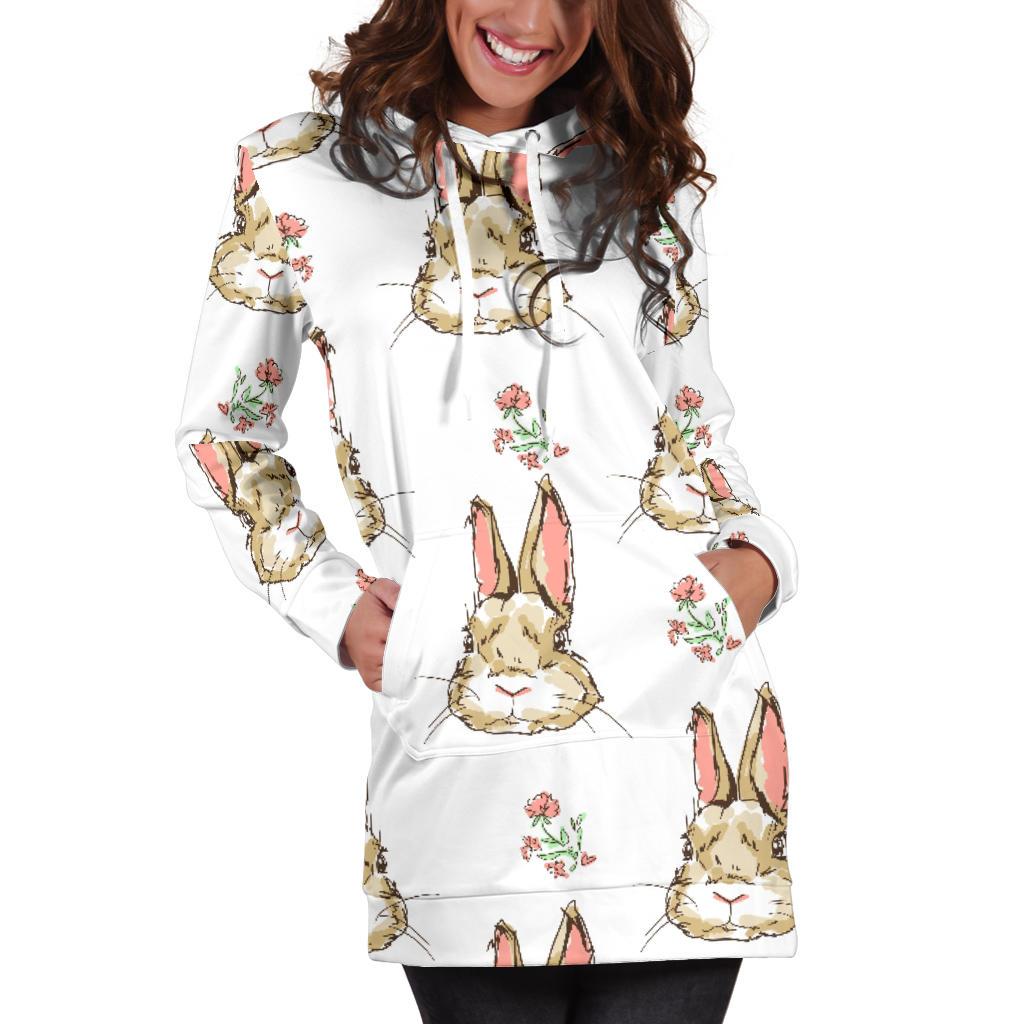 Rabbit Pattern Print Design RB09 Women Hoodie Dress