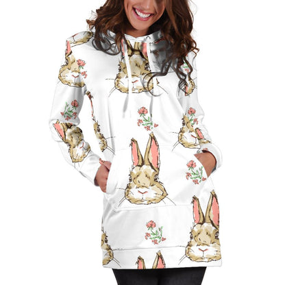 Rabbit Pattern Print Design RB09 Women Hoodie Dress