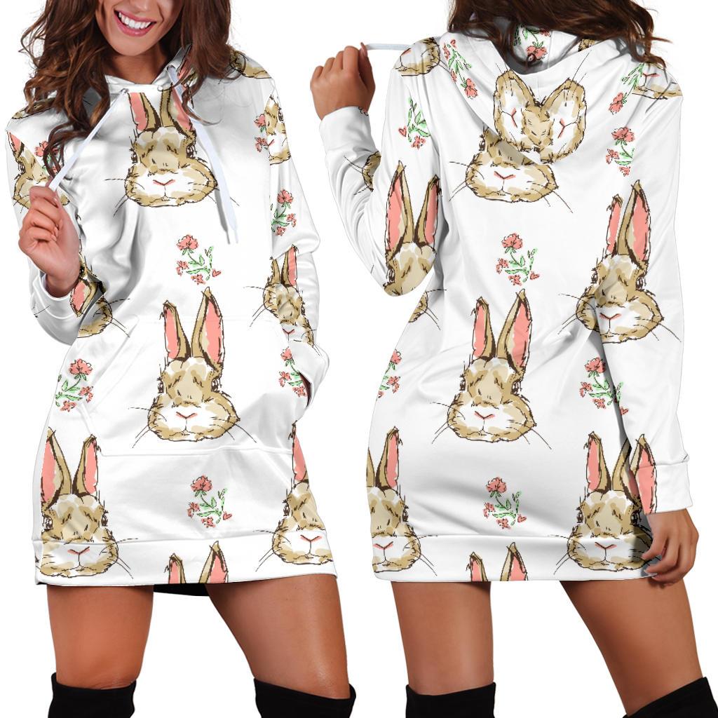 Rabbit Pattern Print Design RB09 Women Hoodie Dress