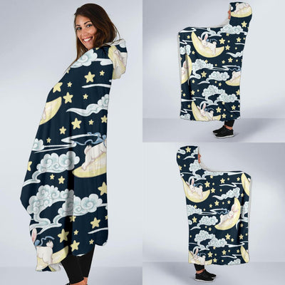 Rabbit Sleeping Pattern Print Design RB08 Hooded Blanket-JORJUNE.COM