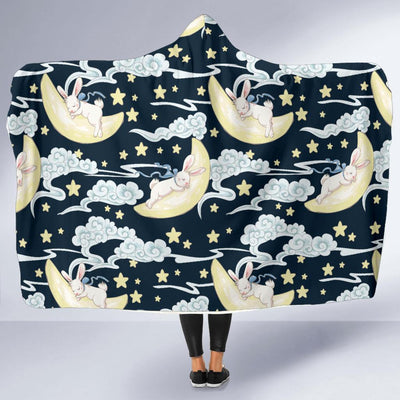 Rabbit Sleeping Pattern Print Design RB08 Hooded Blanket-JORJUNE.COM