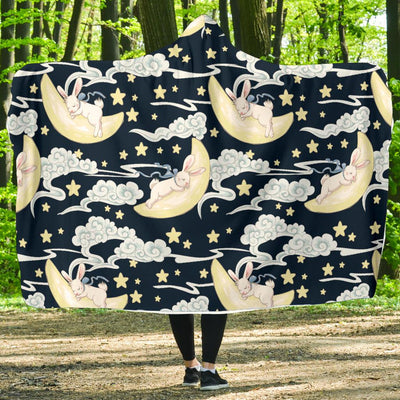 Rabbit Sleeping Pattern Print Design RB08 Hooded Blanket-JORJUNE.COM