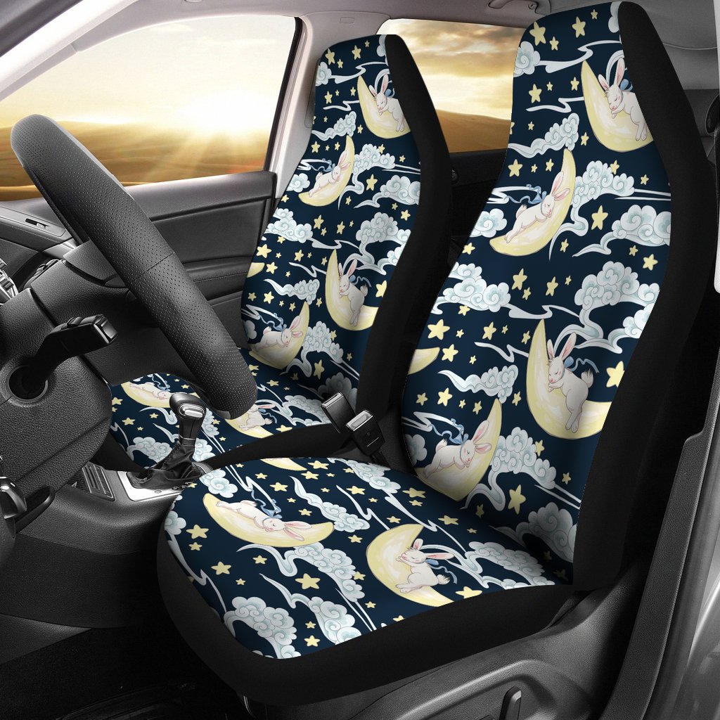 Rabbit Sleeping Pattern Print Design RB08 Universal Fit Car Seat Covers-JorJune