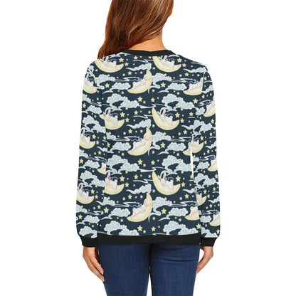 Rabbit Sleeping Pattern Print Design RB08 Women Long Sleeve Sweatshirt-JorJune
