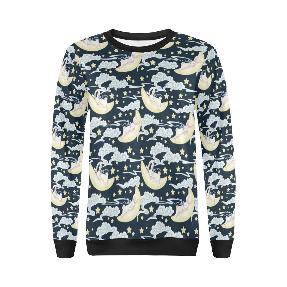 Rabbit Sleeping Pattern Print Design RB08 Women Long Sleeve Sweatshirt-JorJune