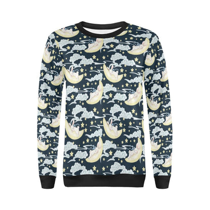 Rabbit Sleeping Pattern Print Design RB08 Women Long Sleeve Sweatshirt-JorJune