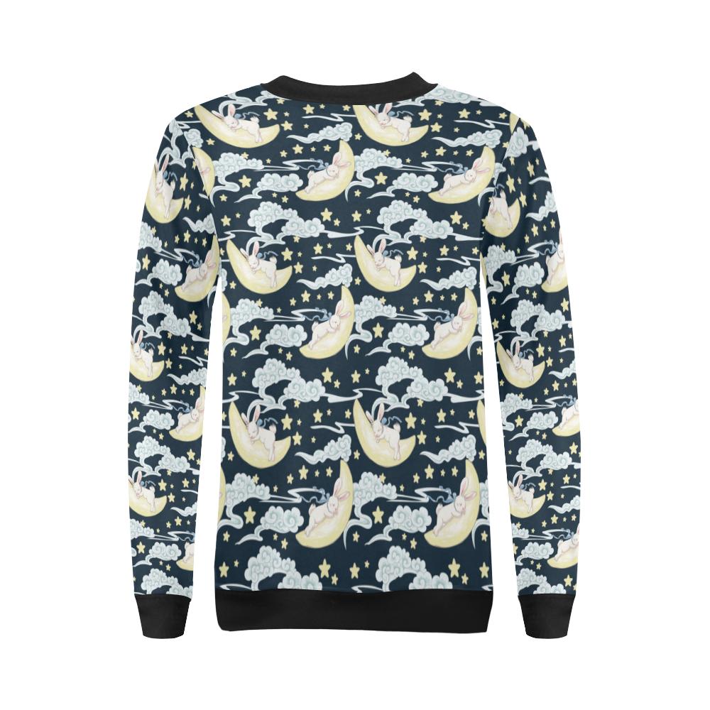 Rabbit Sleeping Pattern Print Design RB08 Women Long Sleeve Sweatshirt-JorJune