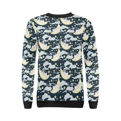 Rabbit Sleeping Pattern Print Design RB08 Women Long Sleeve Sweatshirt-JorJune