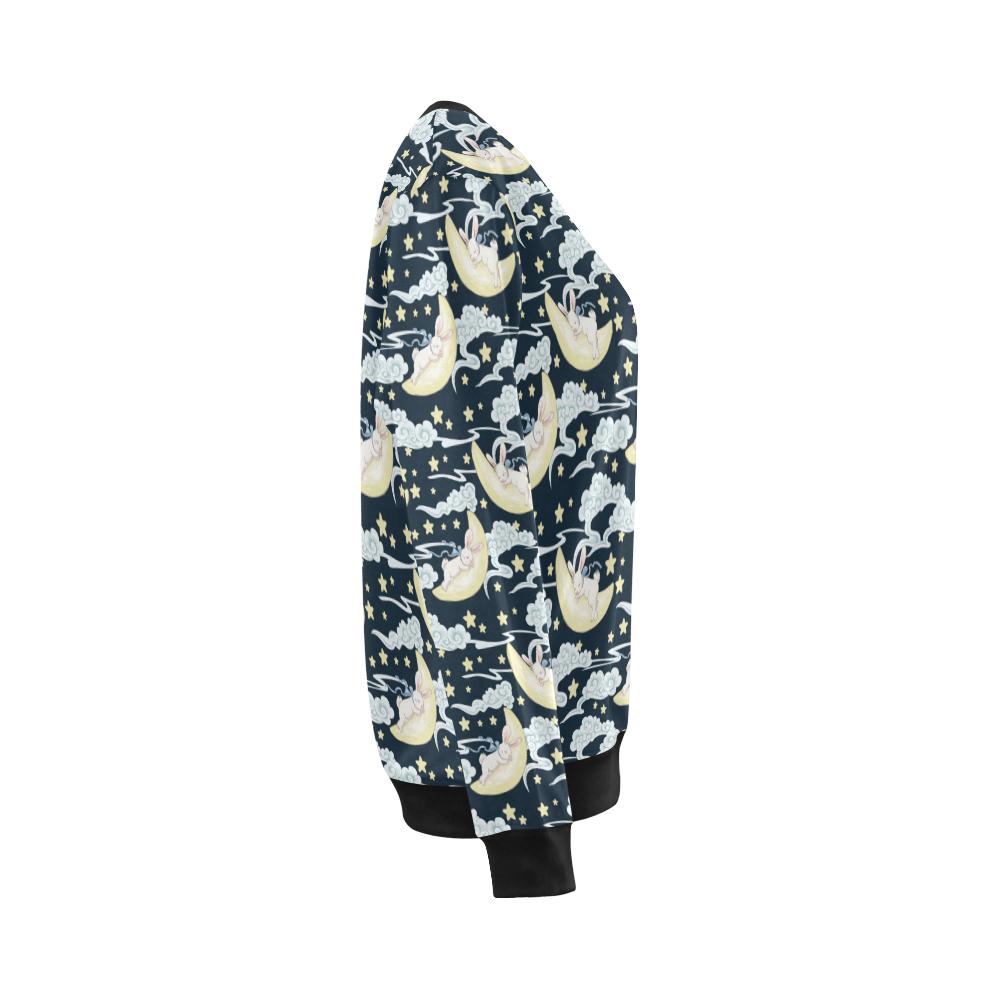 Rabbit Sleeping Pattern Print Design RB08 Women Long Sleeve Sweatshirt-JorJune