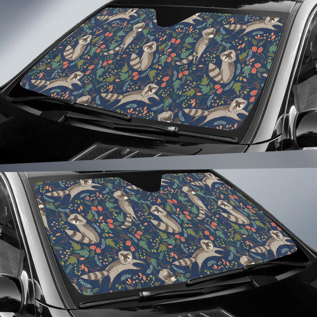 Raccoon Pattern Print Design A02 Car Sun Shades-JORJUNE.COM