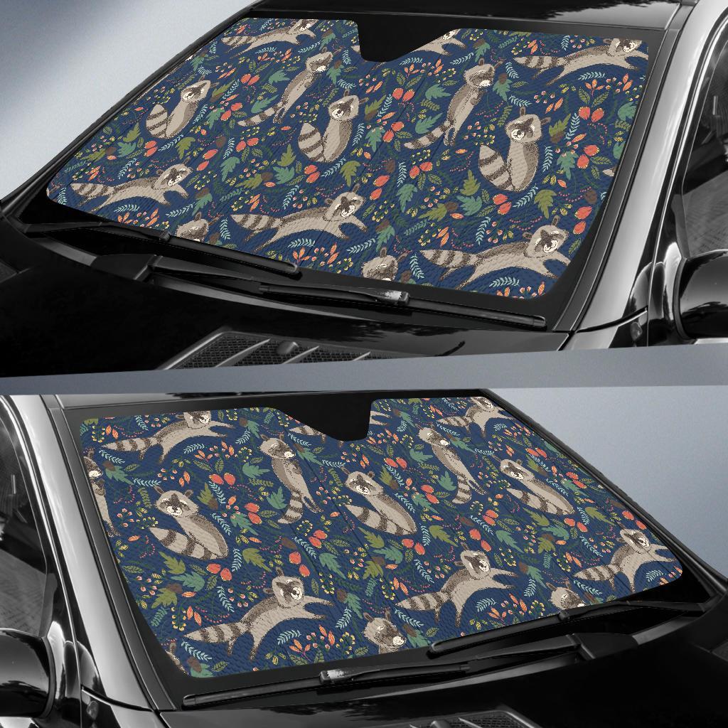 Raccoon Pattern Print Design A02 Car Sun Shades-JORJUNE.COM