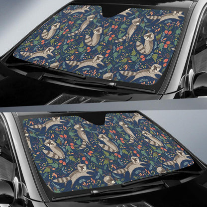 Raccoon Pattern Print Design A02 Car Sun Shades-JORJUNE.COM