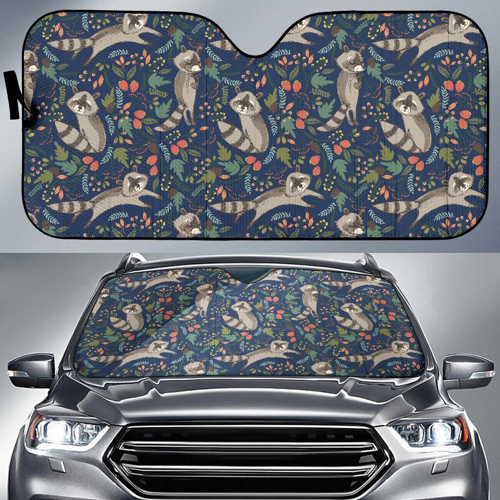 Raccoon Pattern Print Design A02 Car Sun Shades-JORJUNE.COM