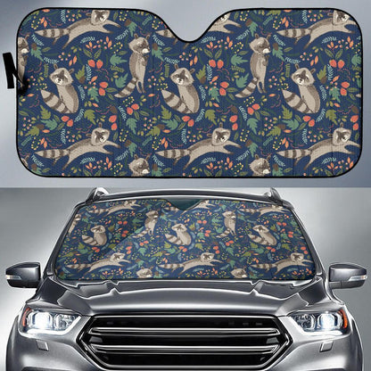 Raccoon Pattern Print Design A02 Car Sun Shades-JORJUNE.COM
