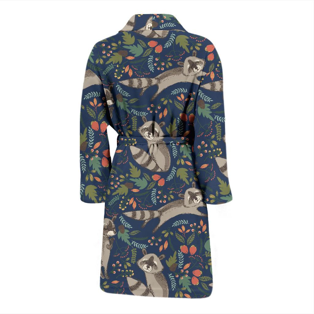 Raccoon Pattern Print Design A02 Men Bathrobe-JORJUNE.COM