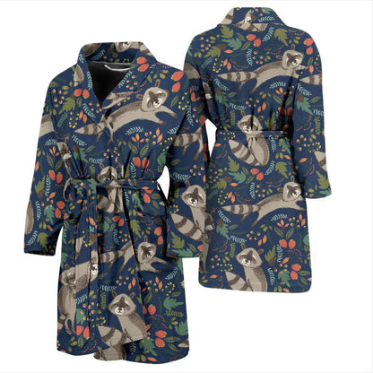 Raccoon Pattern Print Design A02 Men Bathrobe-JORJUNE.COM