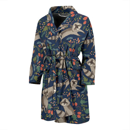 Raccoon Pattern Print Design A02 Men Bathrobe-JORJUNE.COM