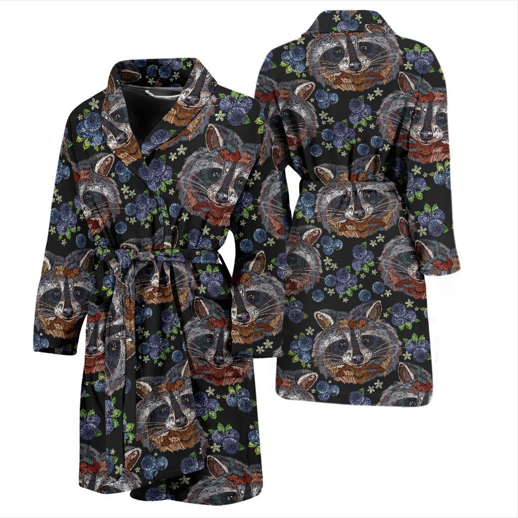 Raccoon Pattern Print Design A03 Men Bathrobe-JORJUNE.COM