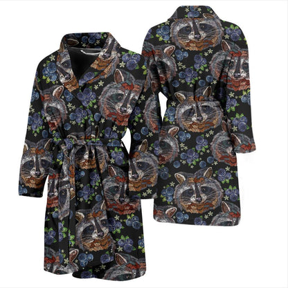 Raccoon Pattern Print Design A03 Men Bathrobe-JORJUNE.COM