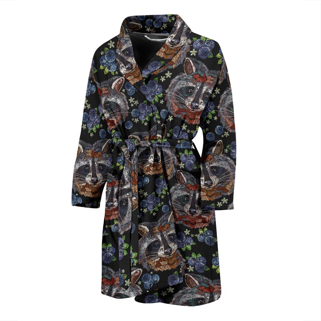 Raccoon Pattern Print Design A03 Men Bathrobe-JORJUNE.COM