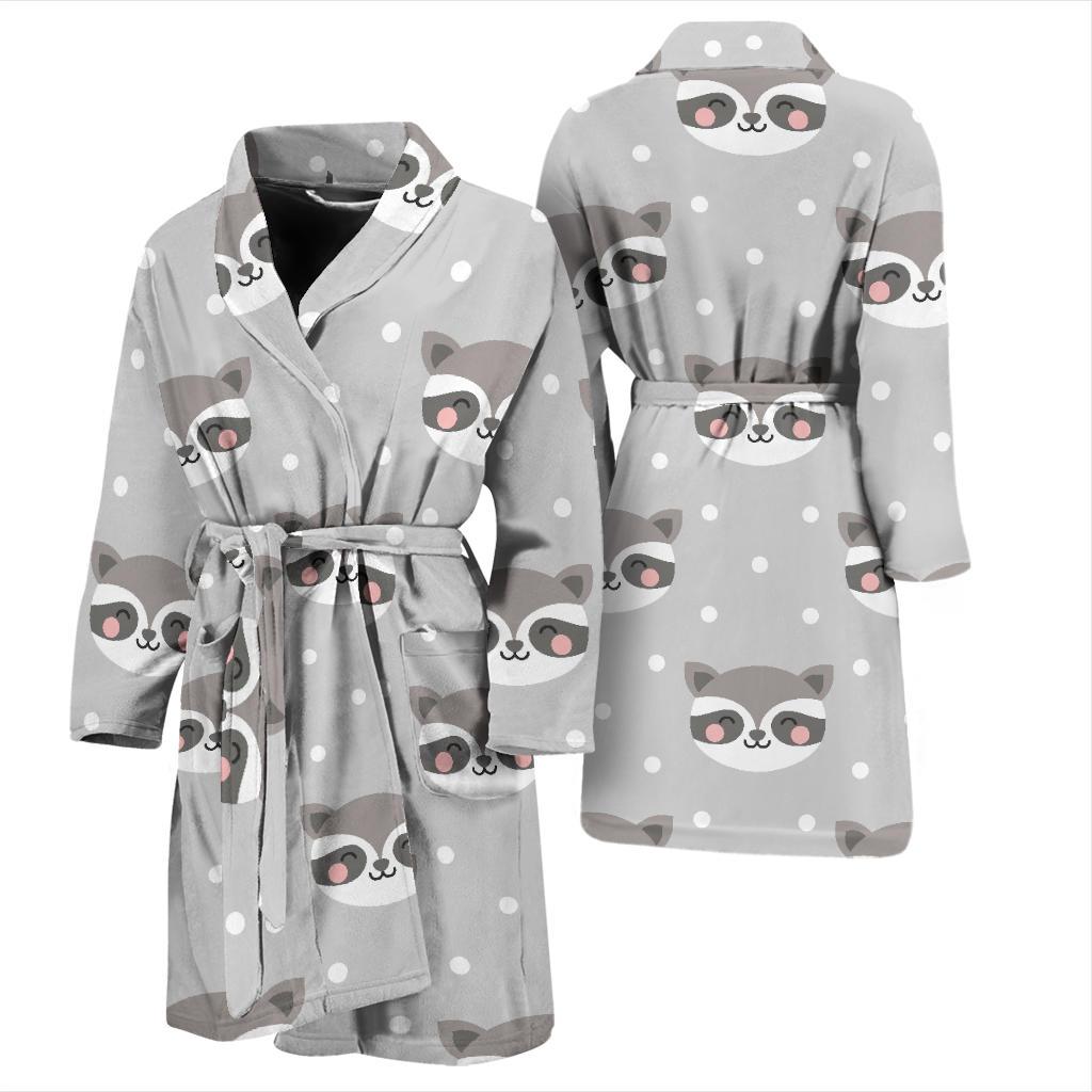 Raccoon Pattern Print Design A04 Men Bathrobe-JORJUNE.COM